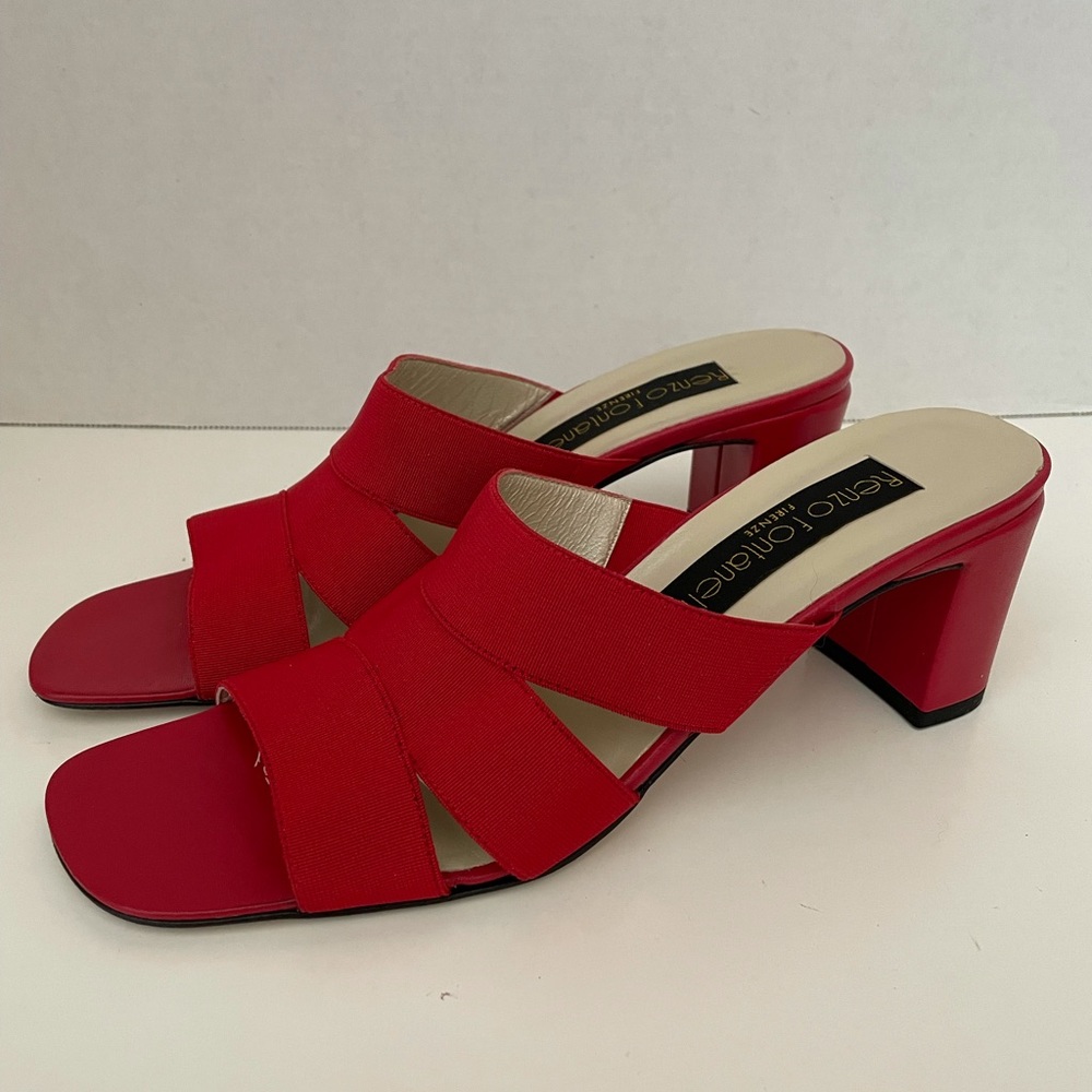 Renzo Fontanelli Firenze Nappa Red High Heel Sandals, Size 4A, Italy, EUC